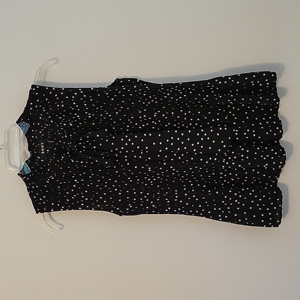 DKNY Polka-dot Sleeveless Blouse, Size Medium
